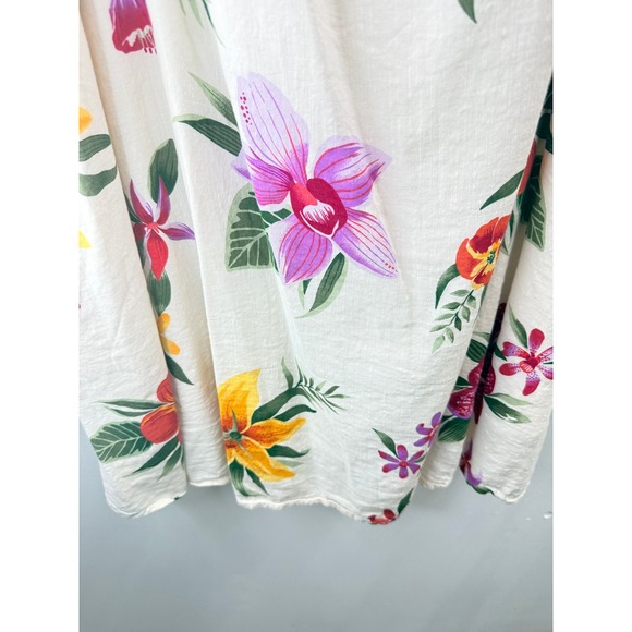 Old Navy Women's Floral Ruffle Smocked Midi Dress Cream Multi Sz 2X Boho Comfy - Picture 9 of 11
